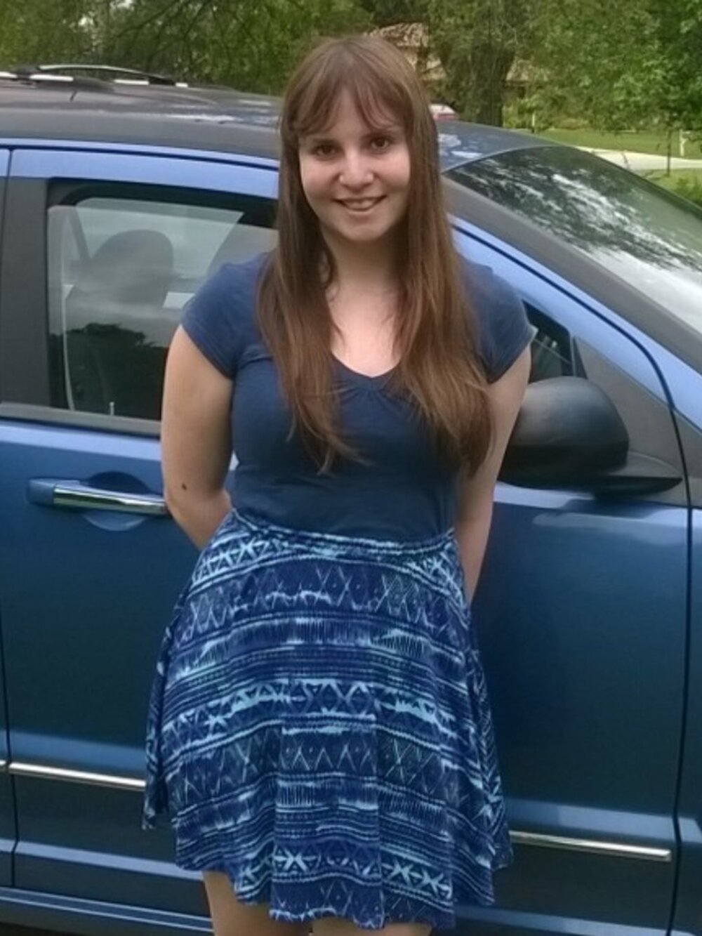 Mossimo Supply Co. Blue Patterned Skirt Size Medium